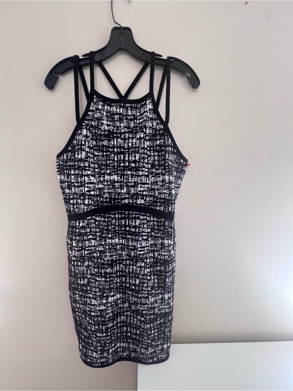 Ramy Brook Black & White Strappy Knit Sheath Dress